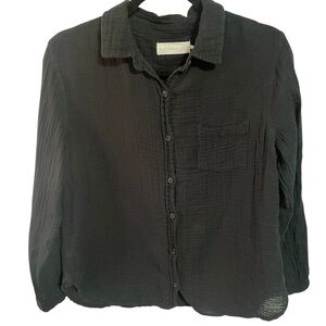 Lacausa Black Button Down Top Sz XS
